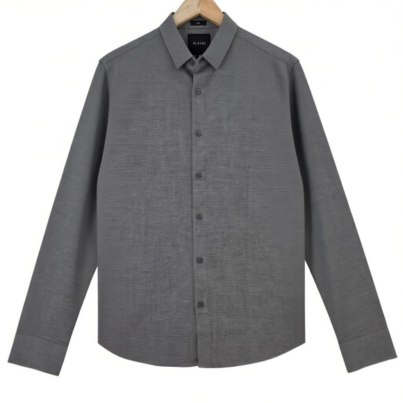 01.Algo Other - 01.ALGO Mens M Slim Fit Textured‎ Long Sleeve Button Up in Gray
